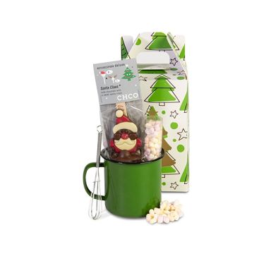 Mok met choco in kerstdoosje