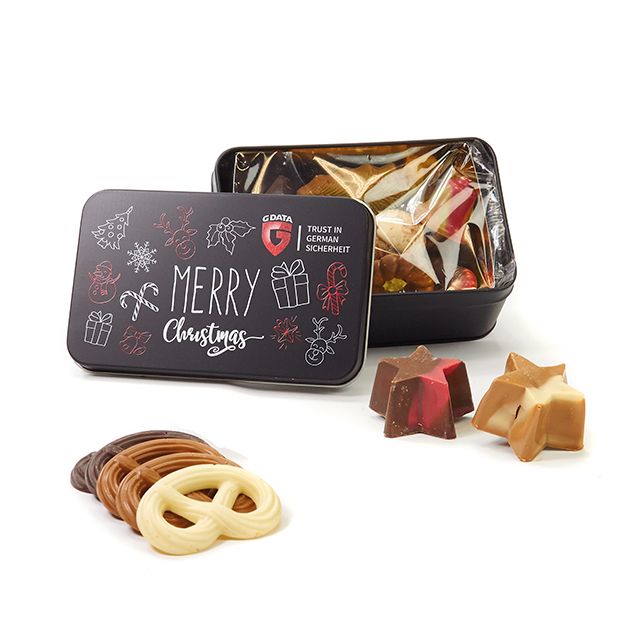 Geschenkblik met Kerstchocolade