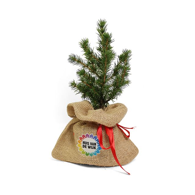 Jute zak met bureau kerstboompje