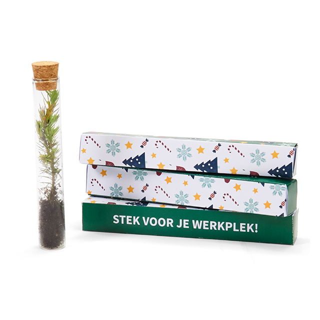 Stek voor je werkplek - Kerstboom in glazen tube